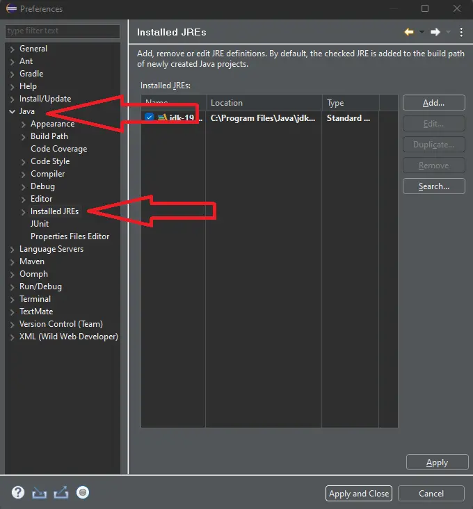 Eclipse cambiar la versión de Java - 1