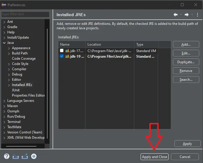 Eclipse cambiar la versión de Java - 5