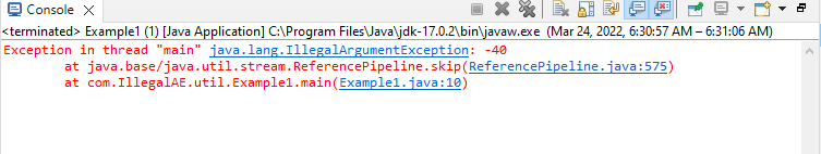 example 1 illegal argument exception output