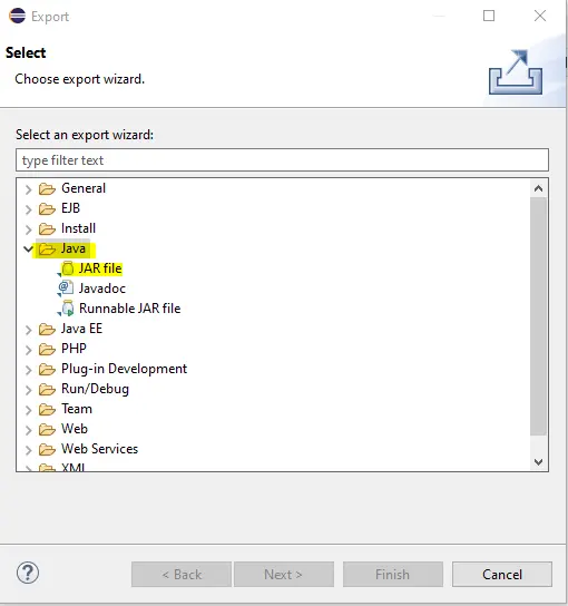 exporting jar file in Eclipse