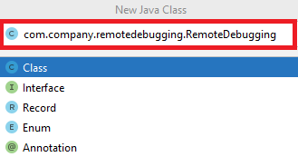 java remote debugging - name java class