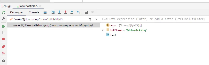 Java-Remote-Debugging - Debugger-Bildschirm 3 anhängen