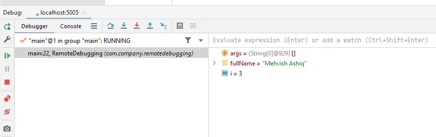 java remote debugging - attach debugger screen three