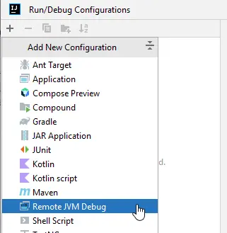 Depuración remota de Java: configuración de la pantalla dos del depurador