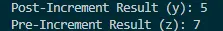 pre and post increment example