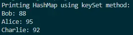 print hashmap - keyset