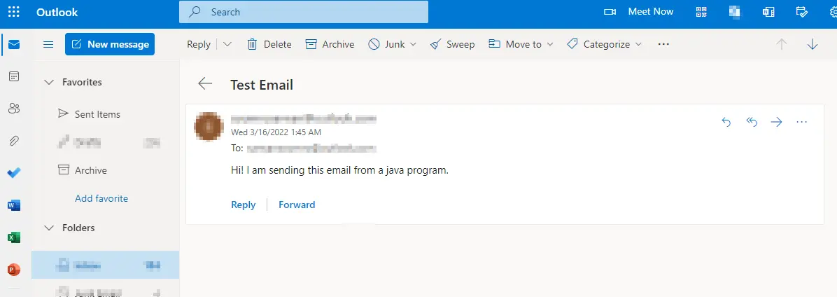 使用 Java 程式傳送 Outlook 電子郵件