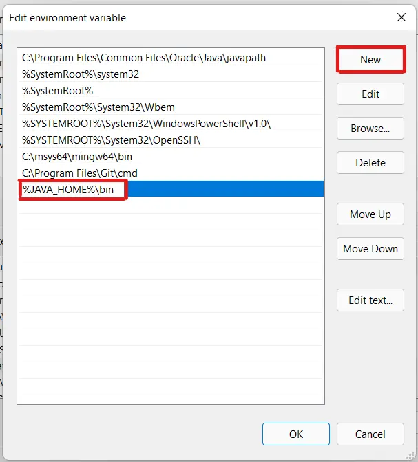 Variable java_home in Java setzen – Schritt 8