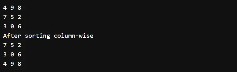 Sort 2D Array Column-Wise Example