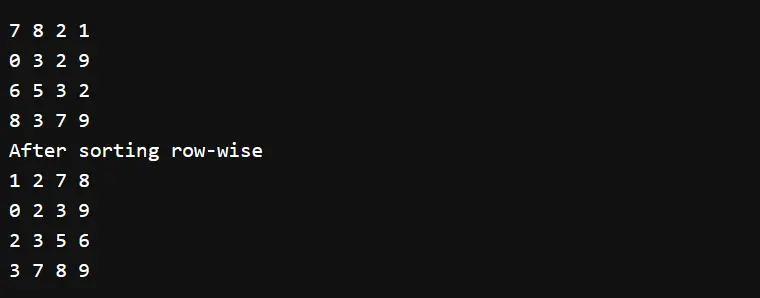 Sort 2D Array Row-Wise Example