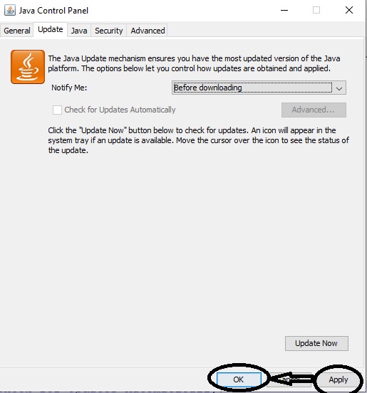 Turn Off Updates Java Control Panel