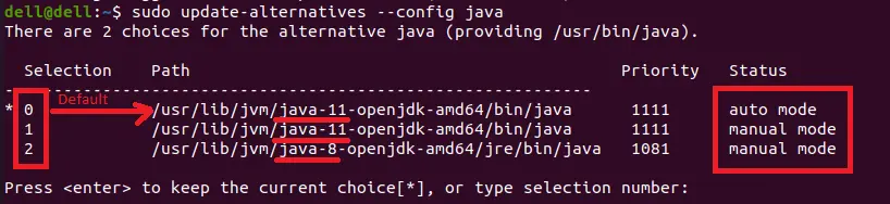 우분투에서 Java를 설치하려면 openjdk 사용 - 기본값 설정