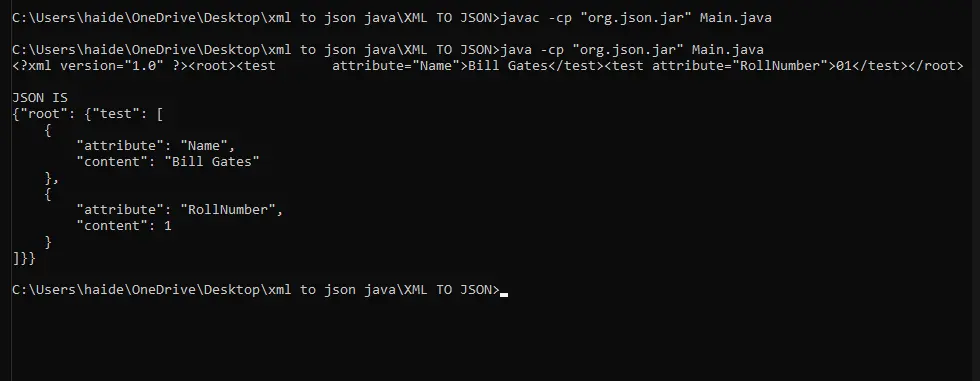 converter xml para json em java