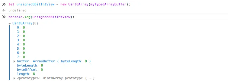 Neues Uint8Array erstellen, um ArrayBuffer zu manipulieren