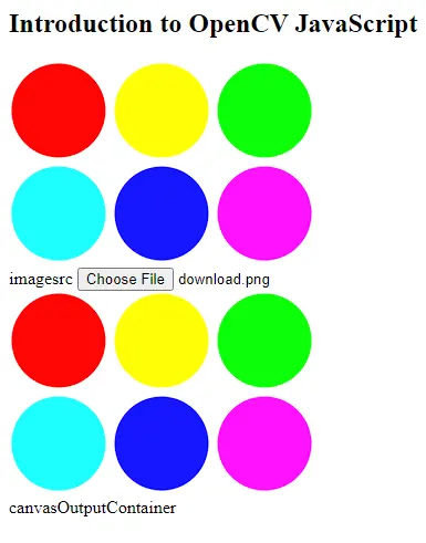 Introduction to opencv javascript - output