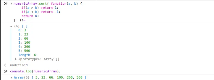 Use Custom sort() Method to Sort Array of Numbers