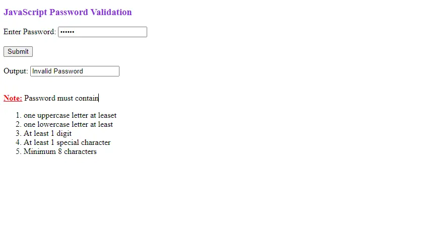 Validate Passwords with a Specific Pattern