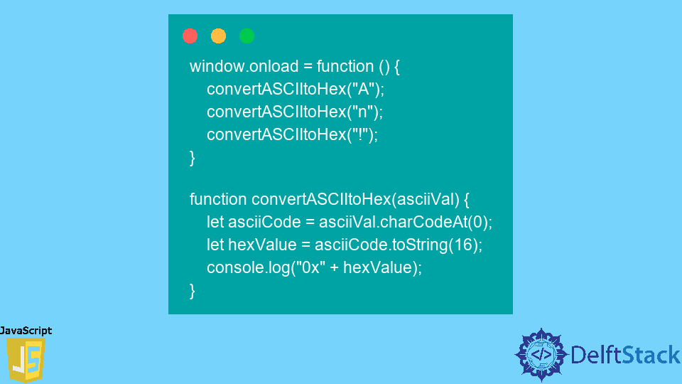 Convertir ASCII a hexadecimal en JavaScript