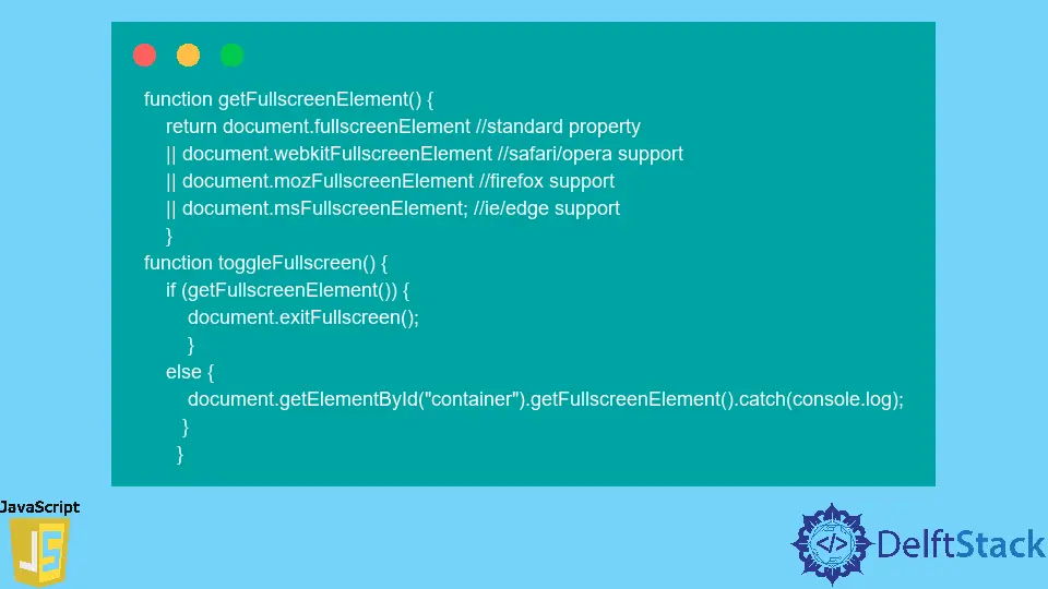 Vollbildfenster abrufen in JavaScript