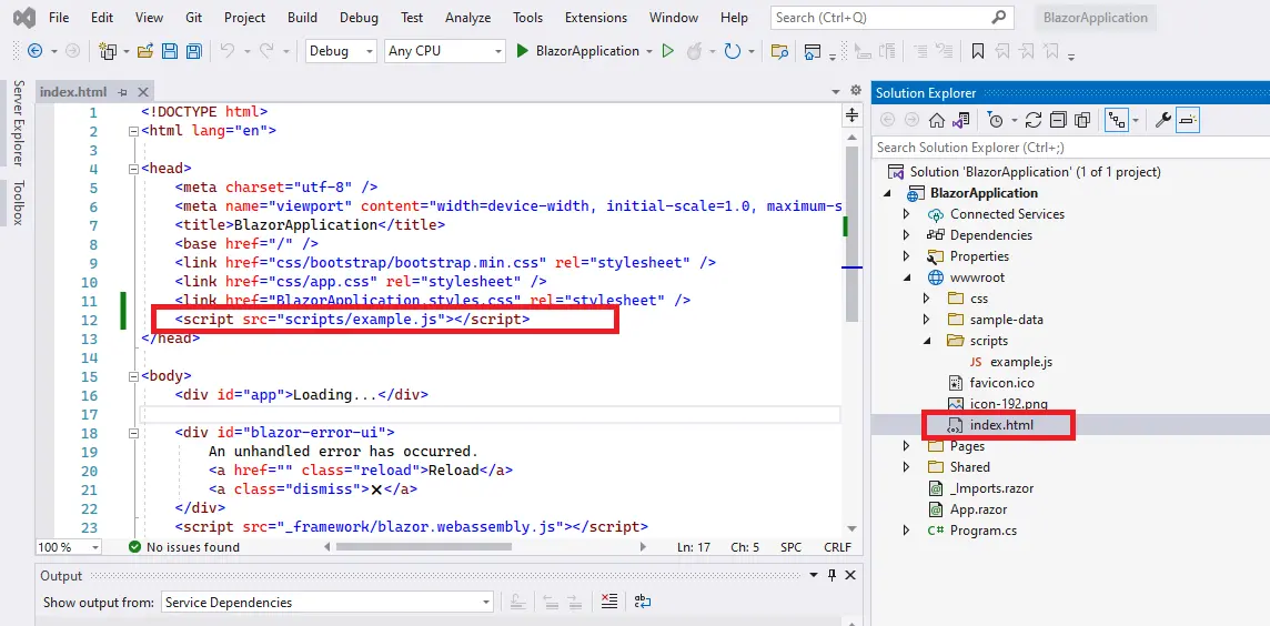 call c# function from javascript - blazor screen eight