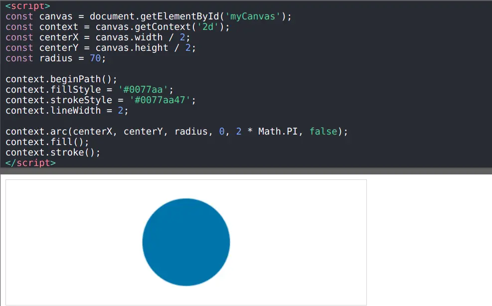 canvas draw circle in JS