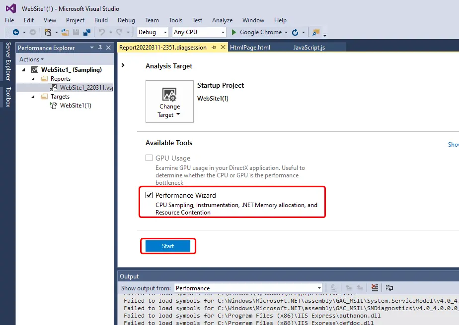 check hardware usage with performance profiler