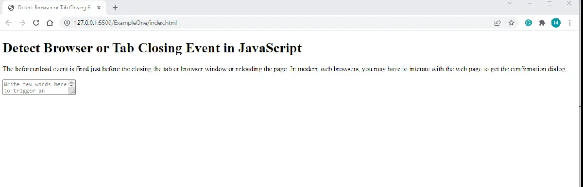在 javascript 中检测浏览器或标签关闭事件 - 输出