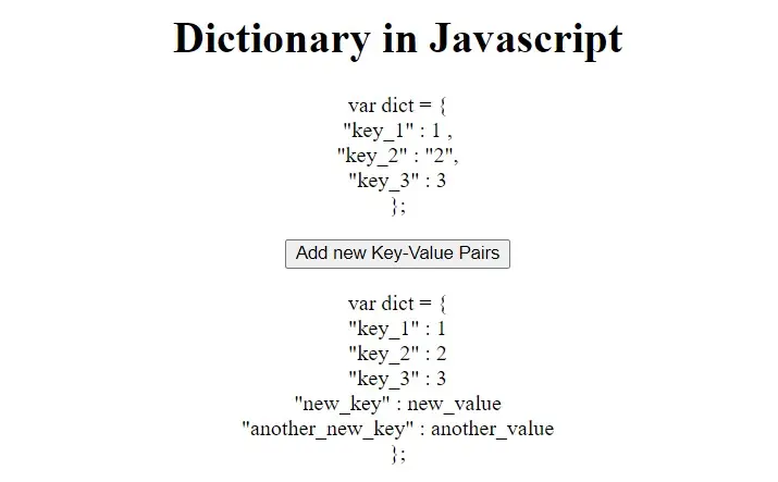 dictionary in javascript