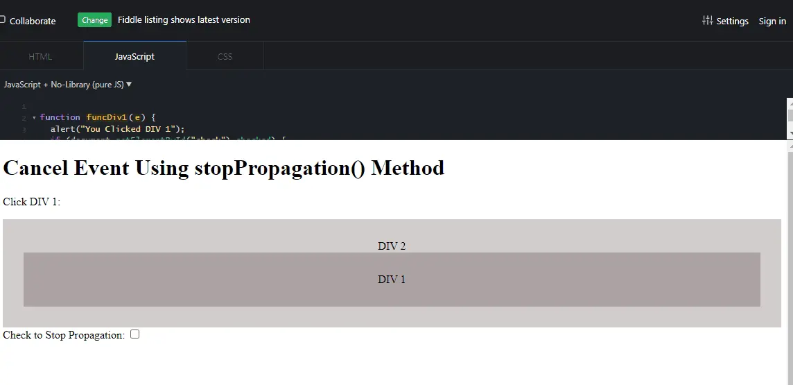 different ways to cancel events in javascript - stoppropagation