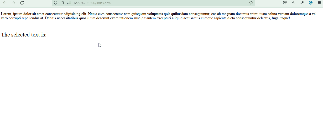 Get the Selected or Highlighted Text in JavaScript | Delft Stack