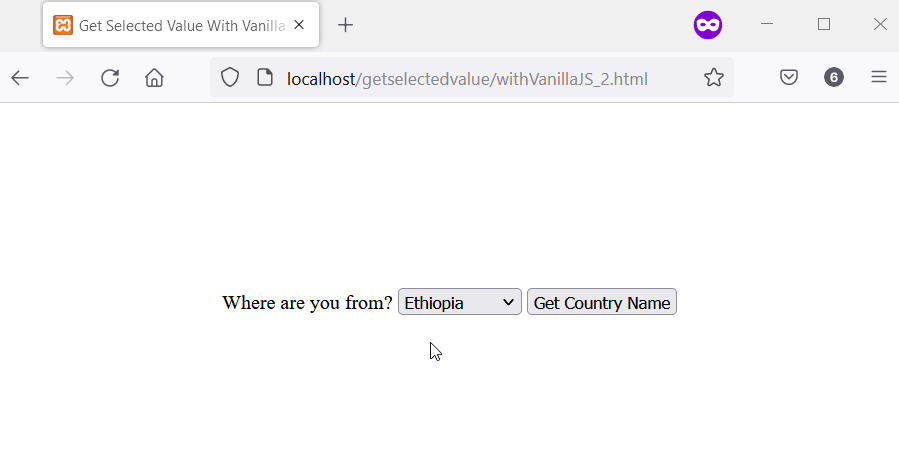 Get Select Value With Vanilla JS 2