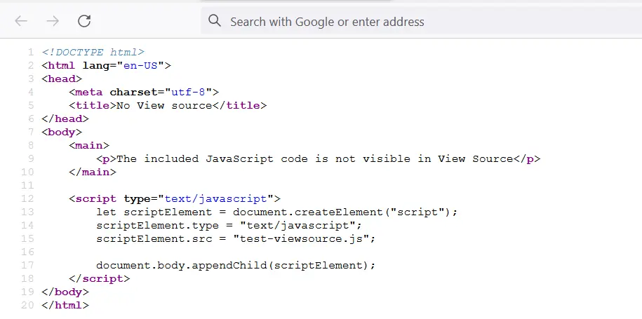 View Source with no Dynamic JavaScript