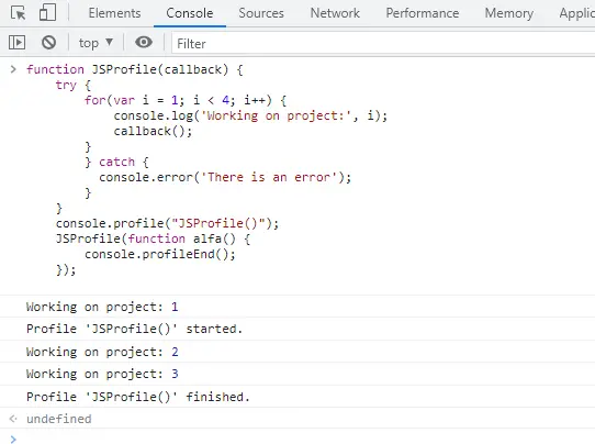 introduction to javascript profiler - nodejs profile method output