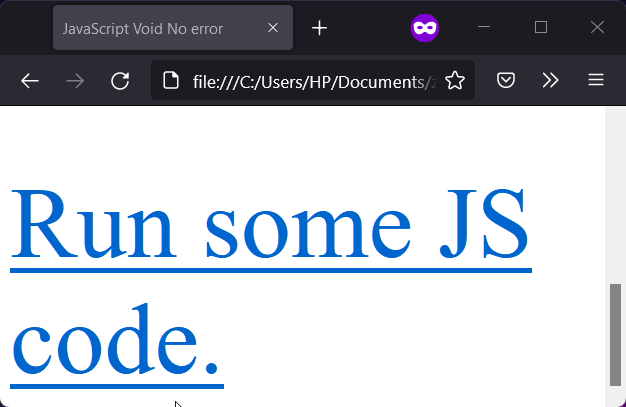 JavaScript Void with no error