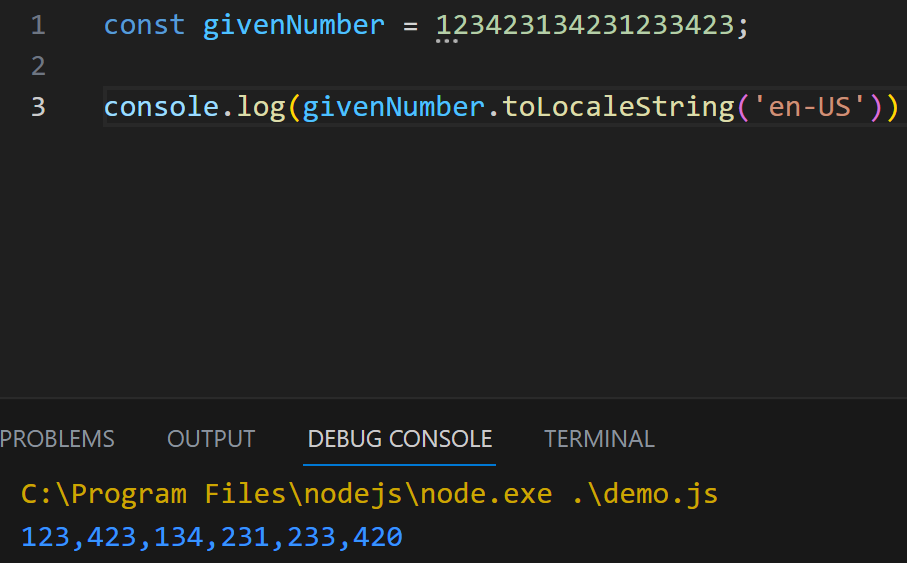 javascript format number with commas using toLocaleString