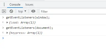 javascript event listeners list - geteventlisteners console function