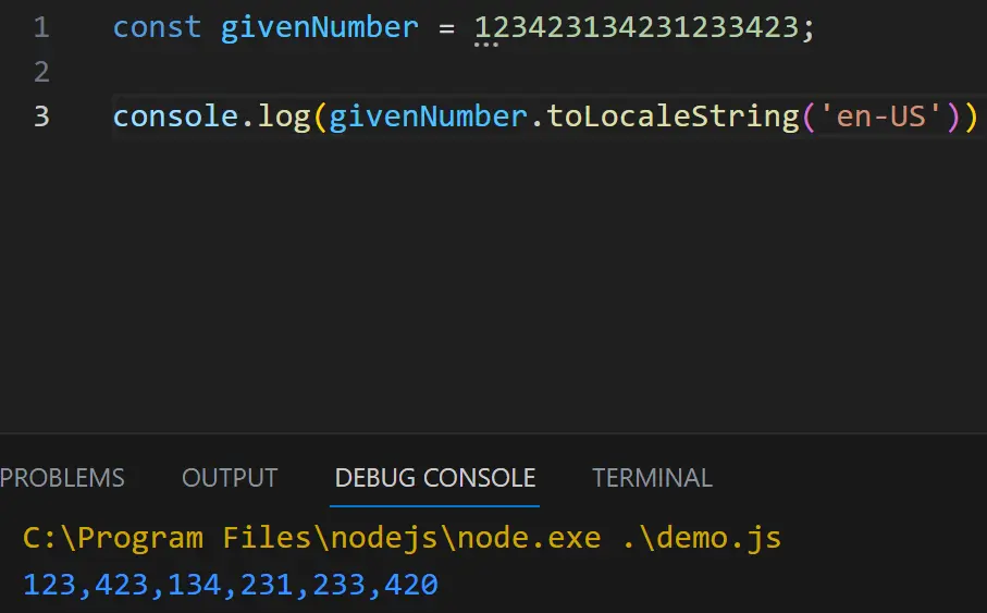 javascript format number with commas using toLocaleString