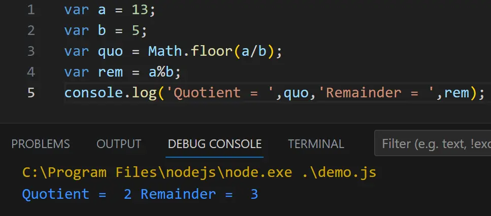 javascript integer division using math.floor