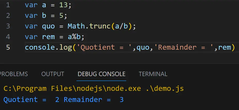 javascript integer division using math.trunc