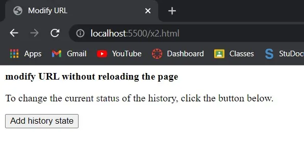 javascript modified URL using pushState