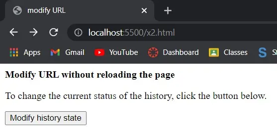 javascript modified url using replaceState