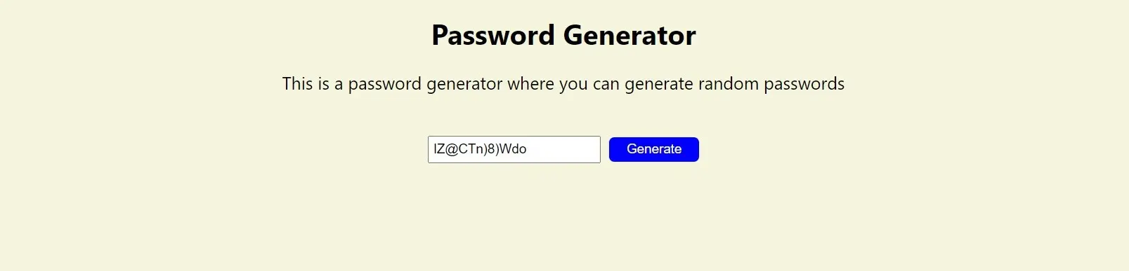 JavaScript Password Generator - Activate the Password Generator