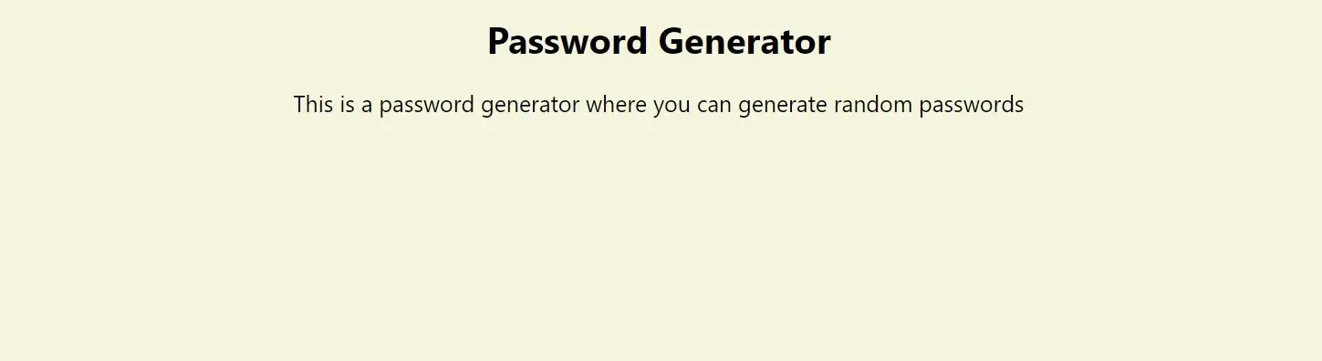 Generador de contraseñas de JavaScript: agregue un encabezado y un párrafo