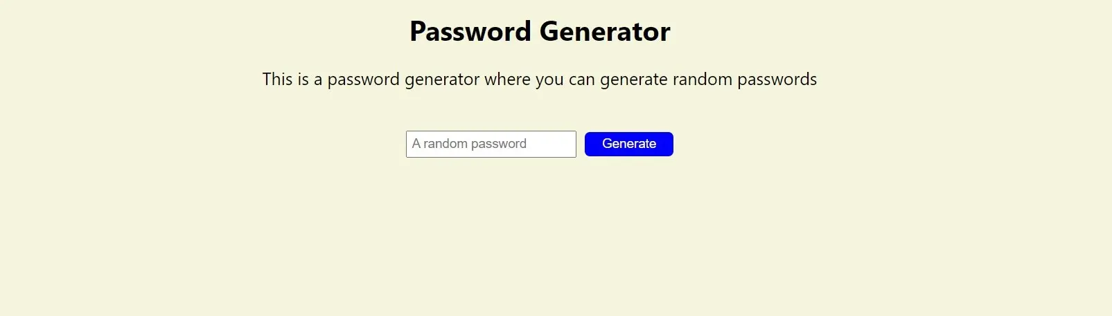 JavaScript Password Generator - Create Button