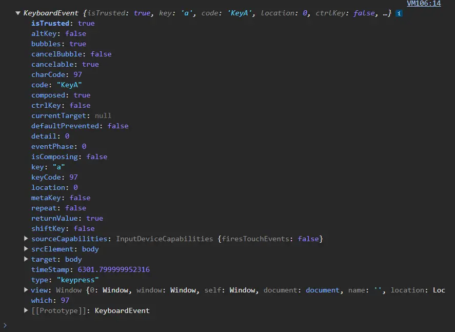 javascript simulate keypress output 1