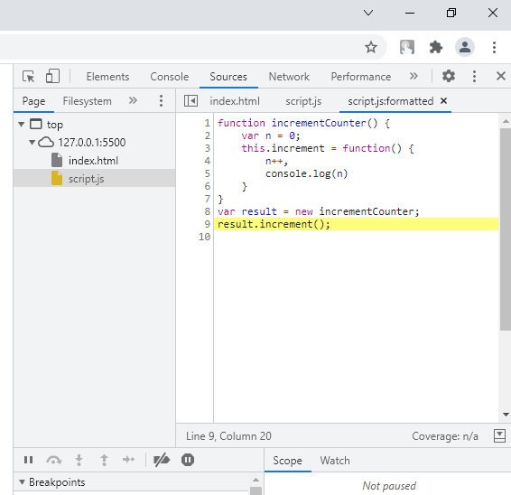 Javascript unminimiert mit Entwicklungstools