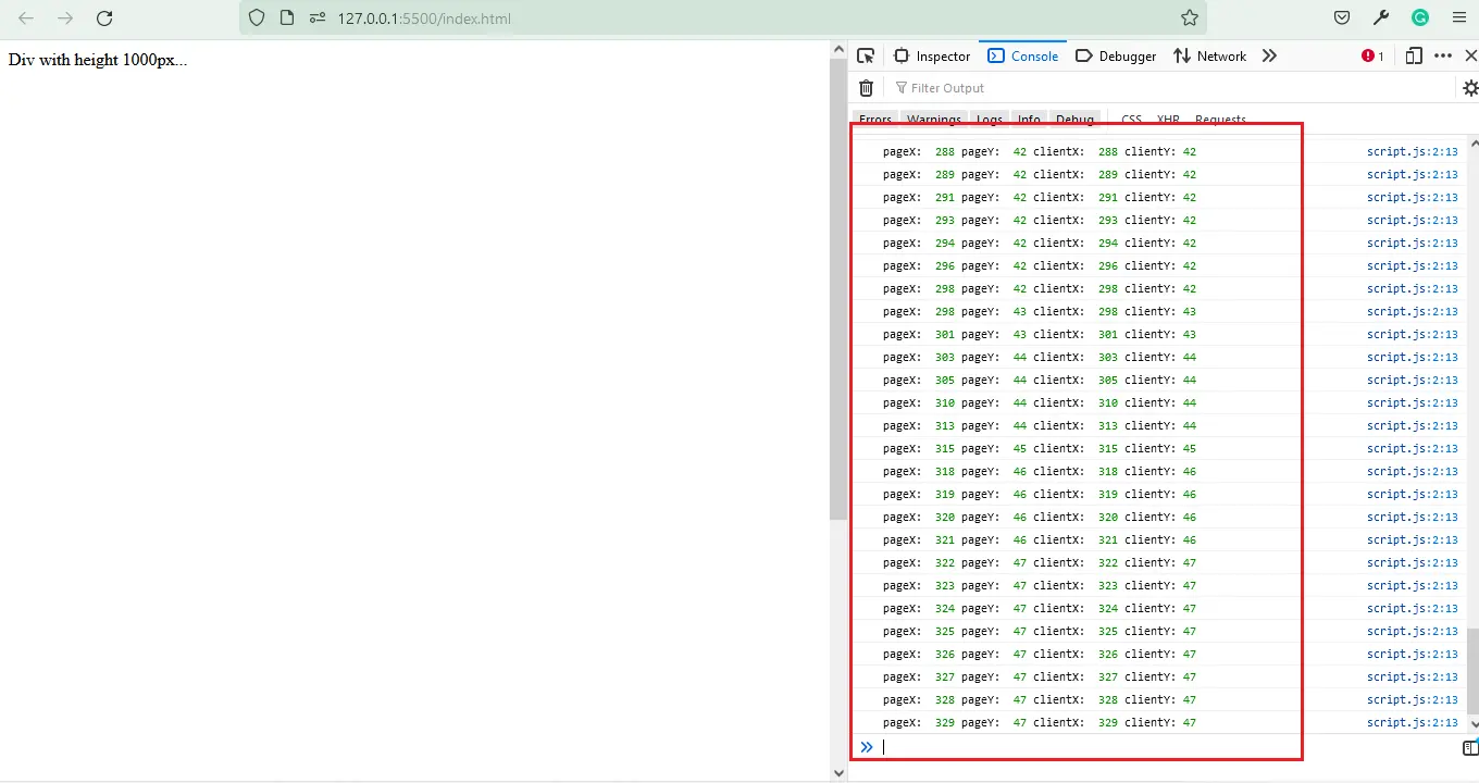 suivre la position de la souris en javascript