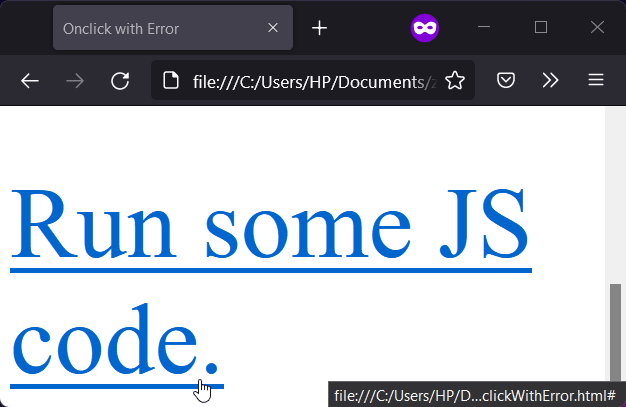 Onclick event with an error