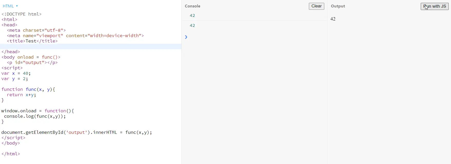 onload js function with variable parameter function