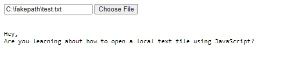 open local text file using javascript - local text file using file reader